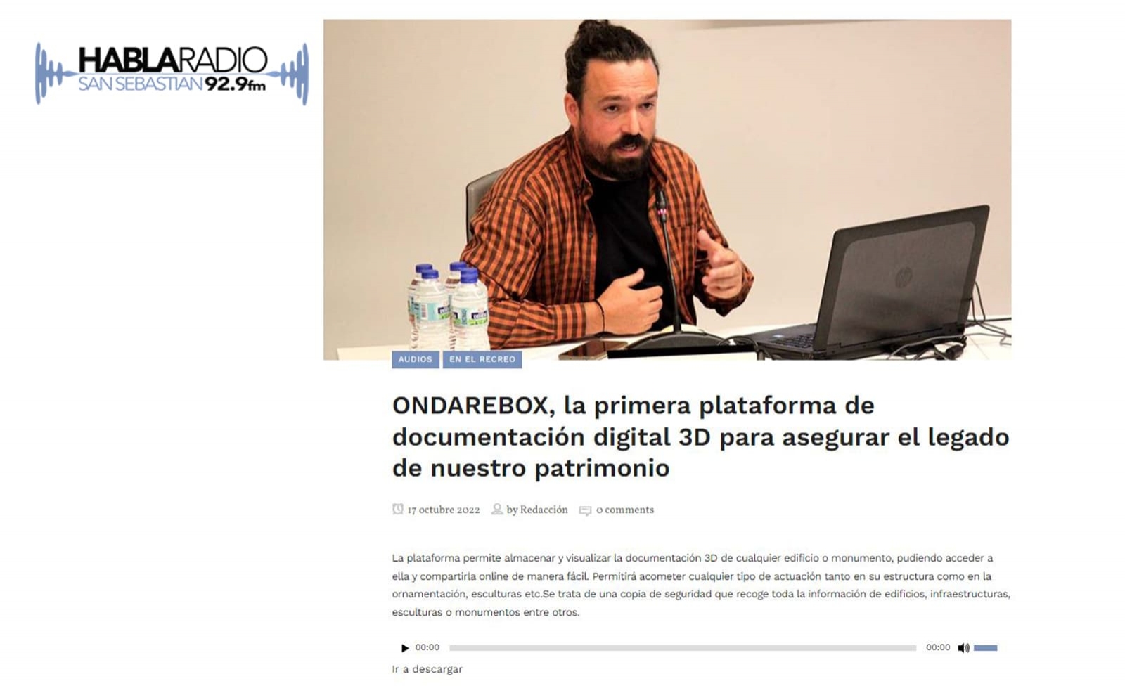 Entrevista a Martín Osa, líder del proyecto OndareBox en Habla Radio